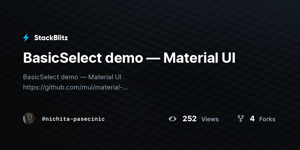 BasicSelect demo — Material UI - StackBlitz