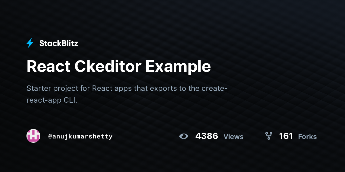 React Ckeditor Example - StackBlitz