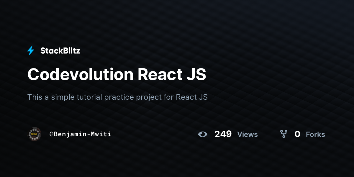 Codevolution React JS - StackBlitz