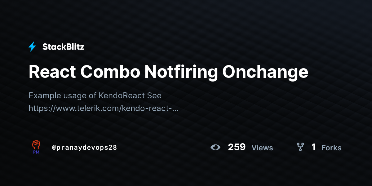 React Combo Notfiring Onchange StackBlitz