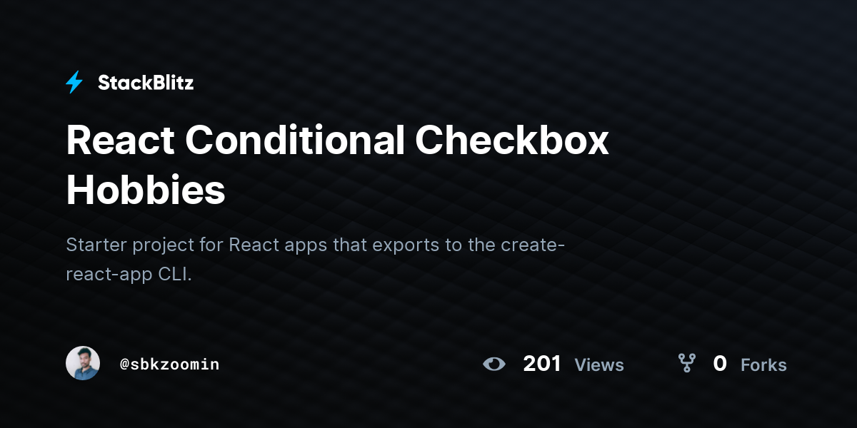 React Conditional Checkbox Hobbies - StackBlitz