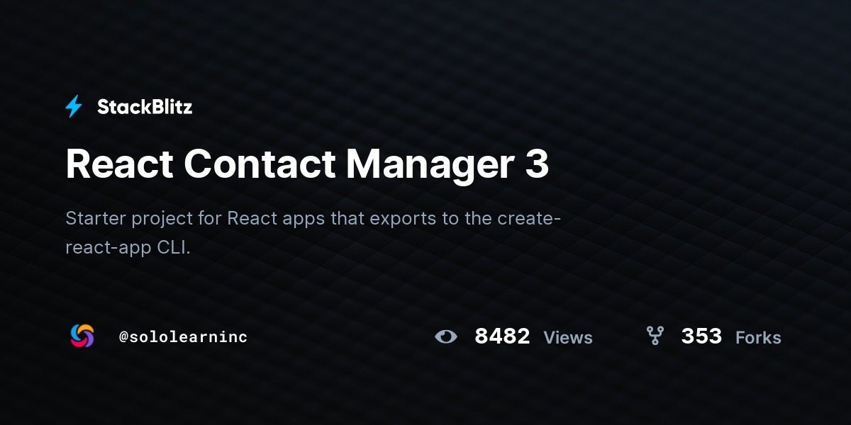 React Contact Manager 3 - StackBlitz