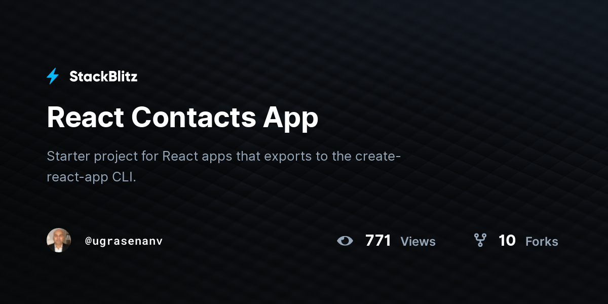 React Contacts App - StackBlitz