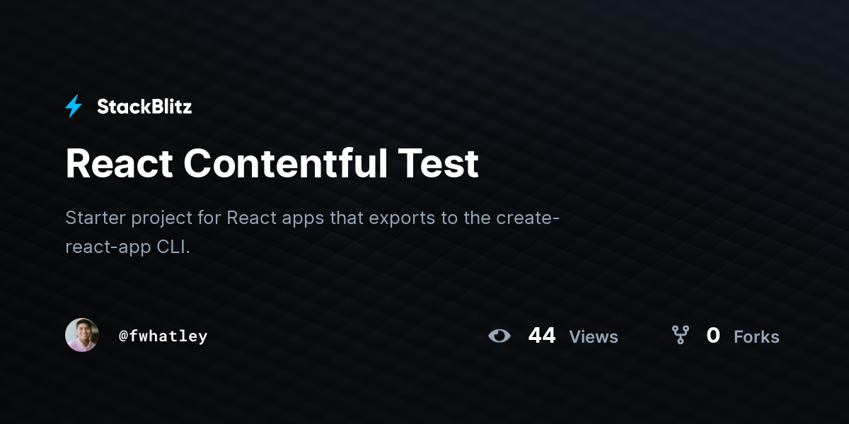 React Contentful Test - StackBlitz