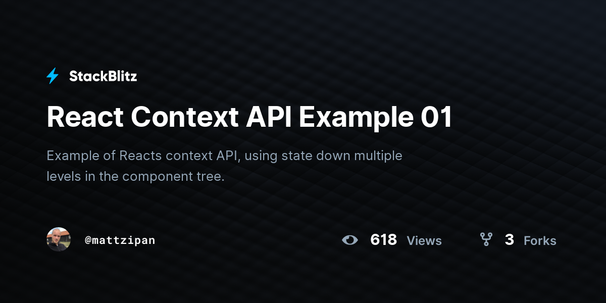 React Context API Example 01 - StackBlitz