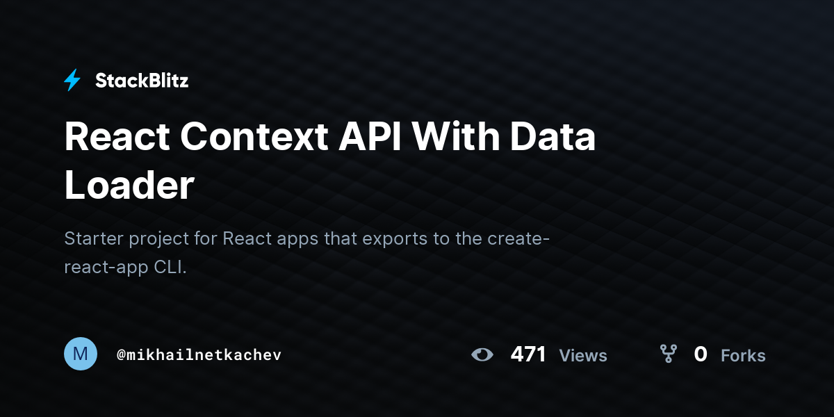 React Context API With Data Loader - StackBlitz