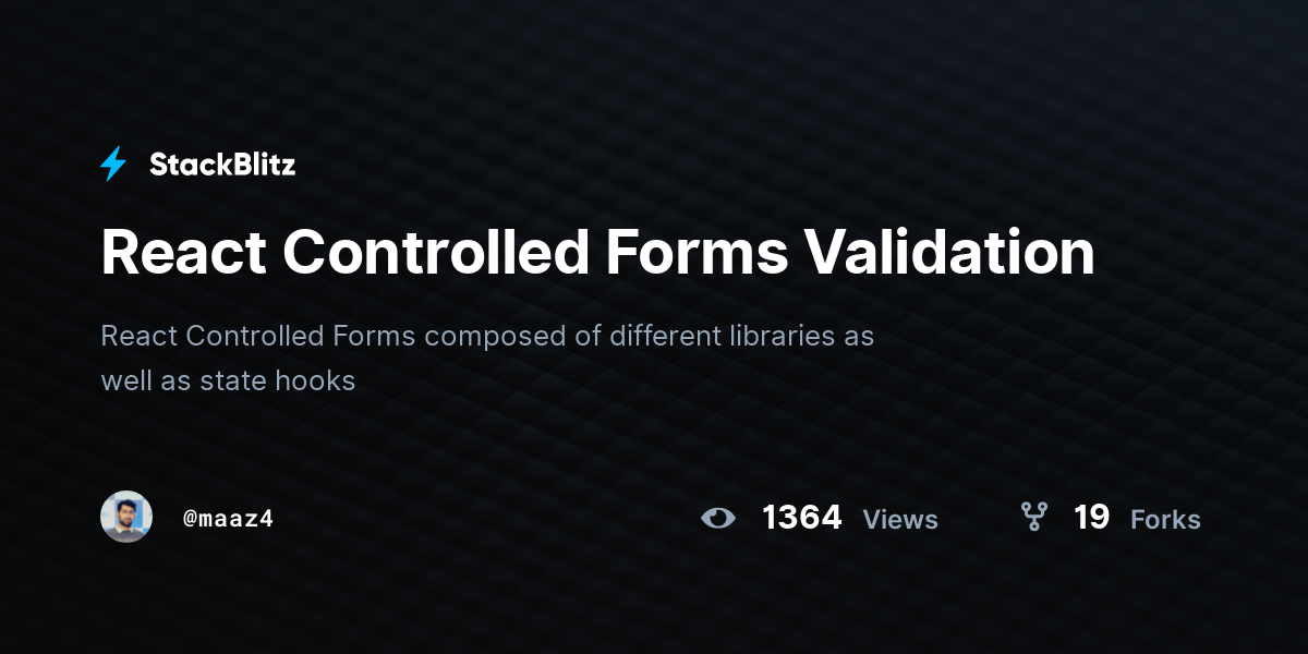 React Controlled Forms Validation - StackBlitz