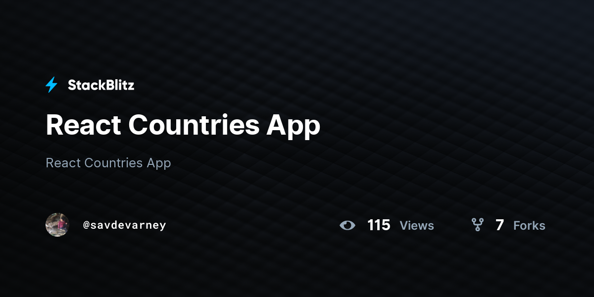React Countries App - StackBlitz