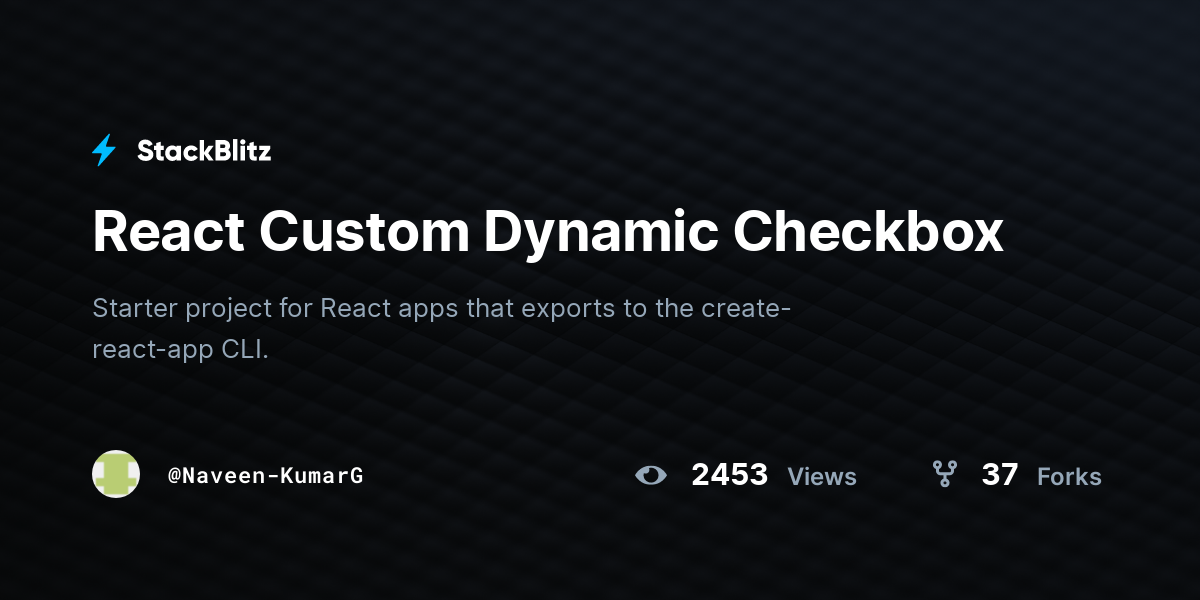React Custom Dynamic Checkbox - StackBlitz