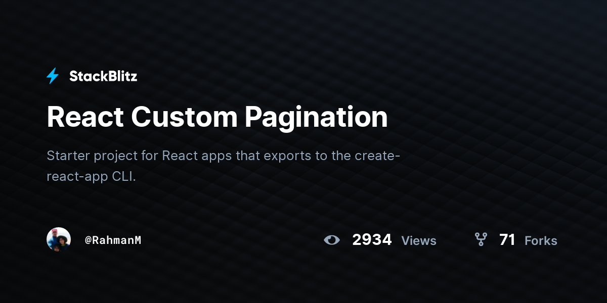 React Custom Pagination - StackBlitz