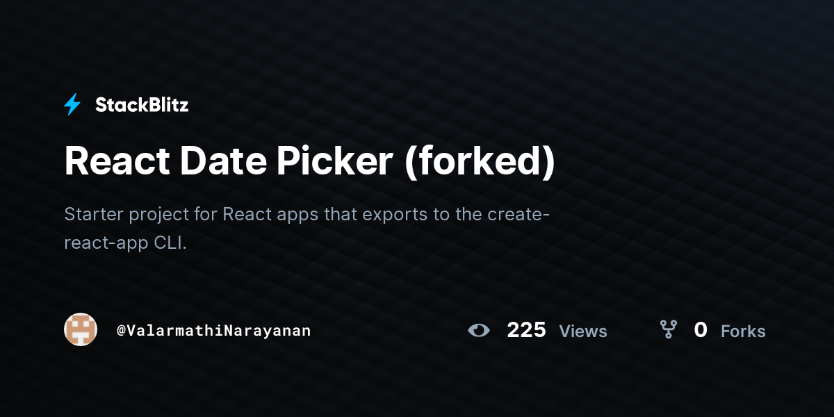 React Date Picker (forked) - StackBlitz