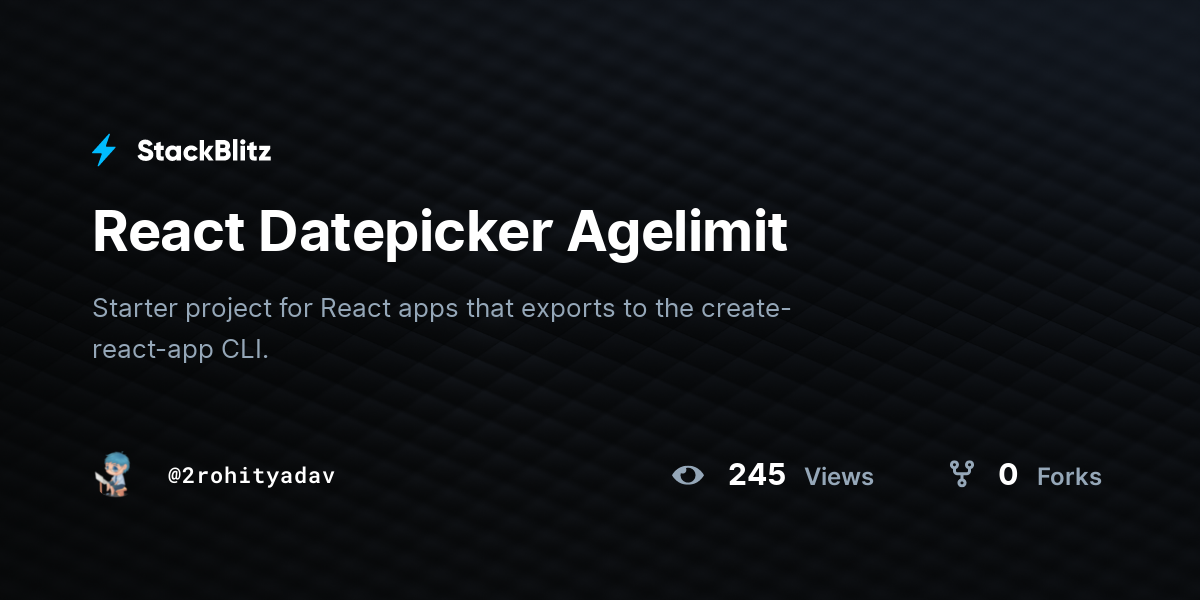 React Datepicker Agelimit - StackBlitz
