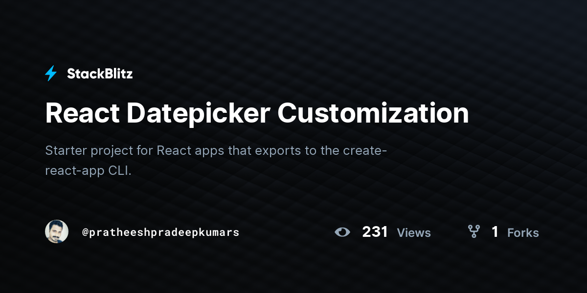 React Datepicker Customization - StackBlitz