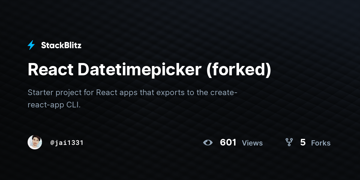 React Datetimepicker (forked) - StackBlitz