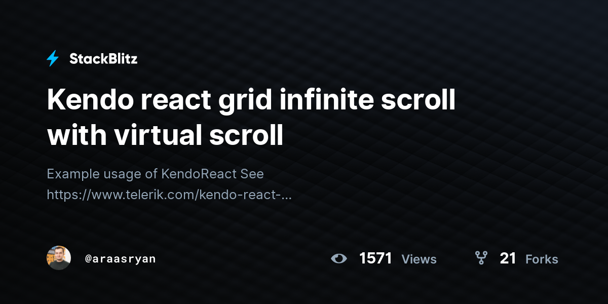Kendo react grid infinite scroll with virtual scroll - StackBlitz