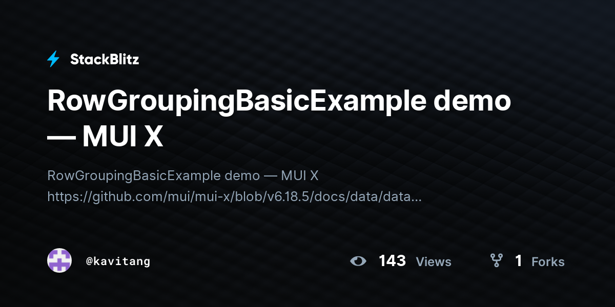 RowGroupingBasicExample demo — MUI X - StackBlitz