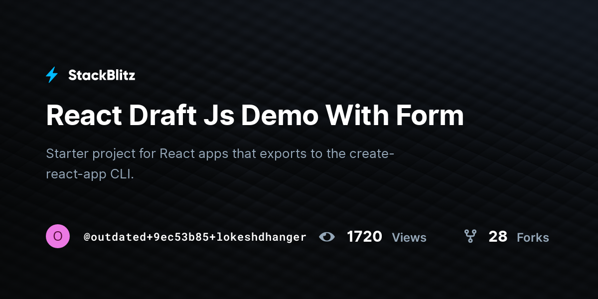 React Draft Js Demo With Form - StackBlitz