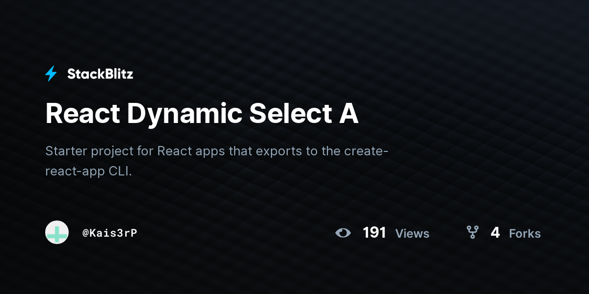 React Dynamic Select A - StackBlitz