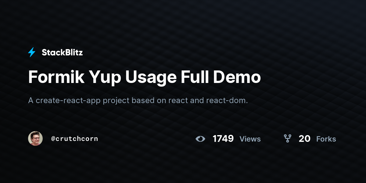 Formik Yup Usage Full Demo - StackBlitz