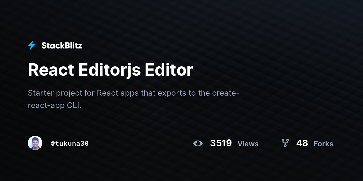 React Editorjs Editor - StackBlitz