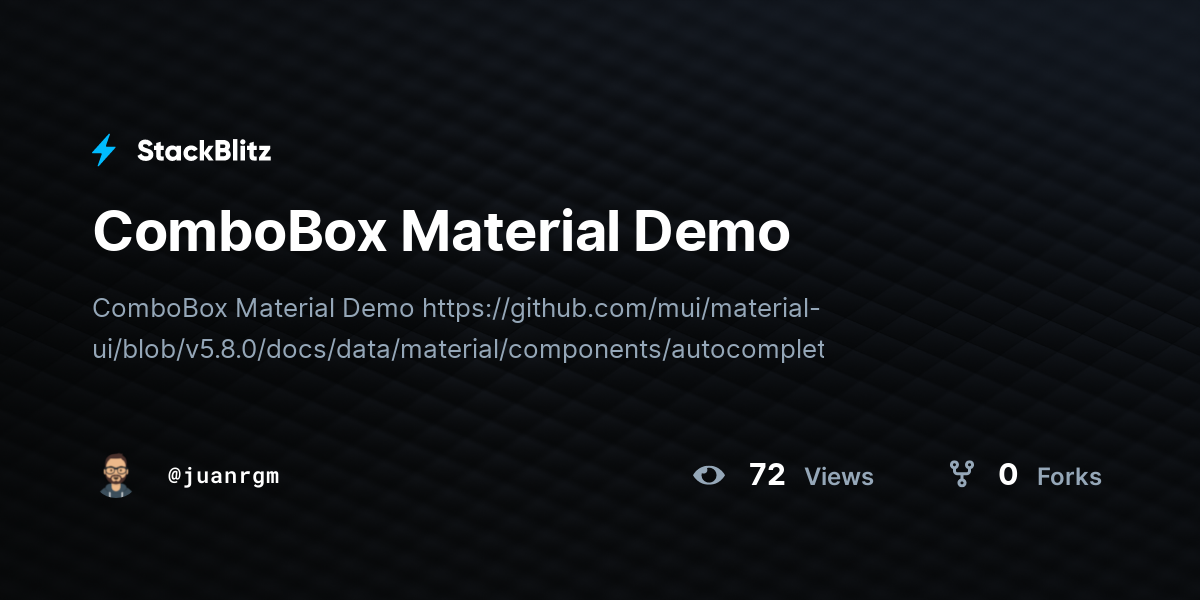 ComboBox Material Demo - StackBlitz
