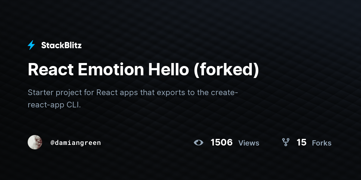React Emotion Hello (forked) - StackBlitz