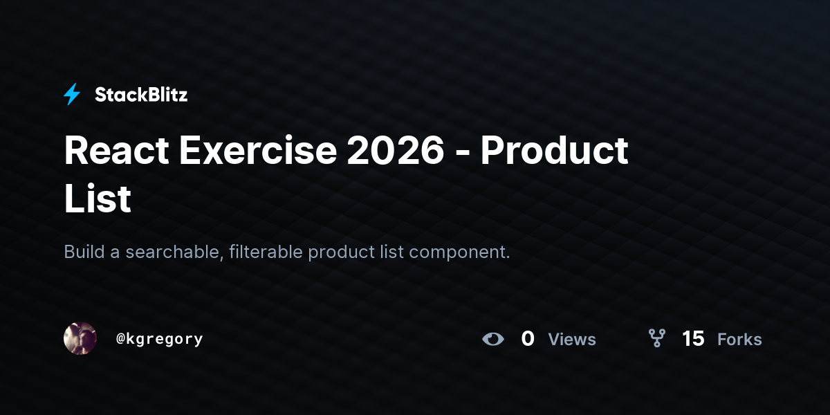 React Exercise 2026 - Product List - StackBlitz