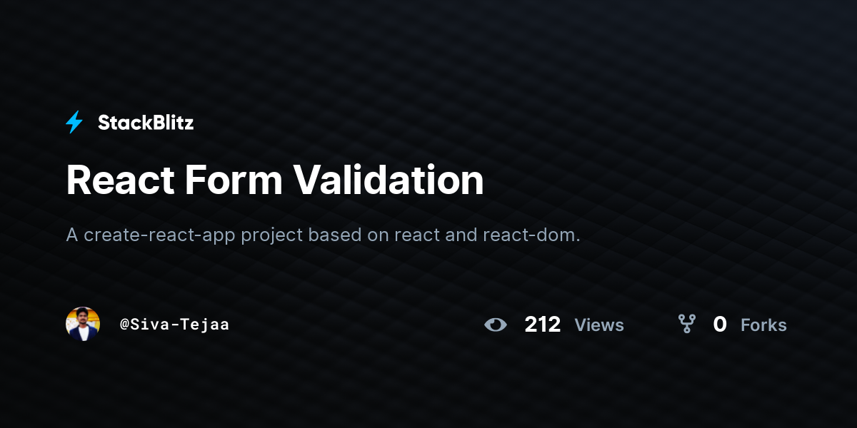React Form Validation - StackBlitz