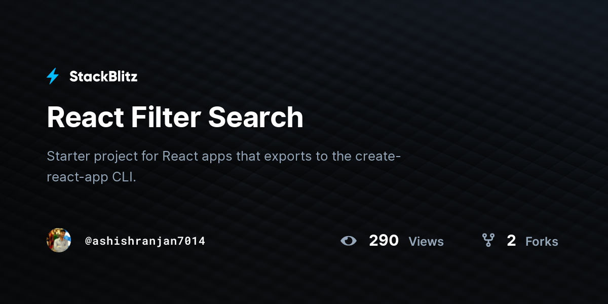 React Filter Search - StackBlitz