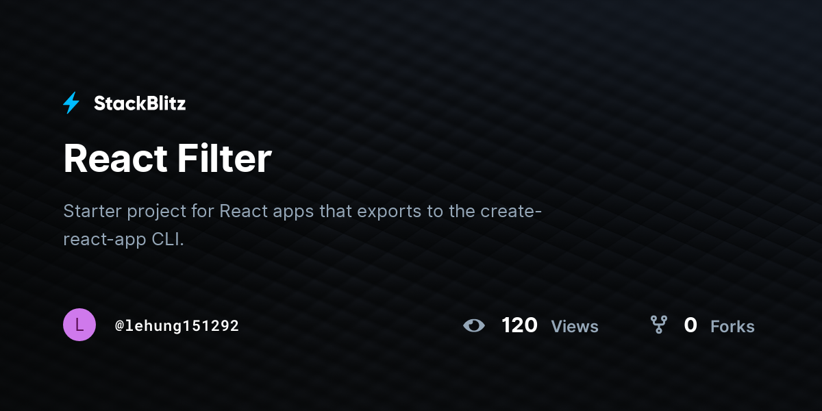React Filter - StackBlitz