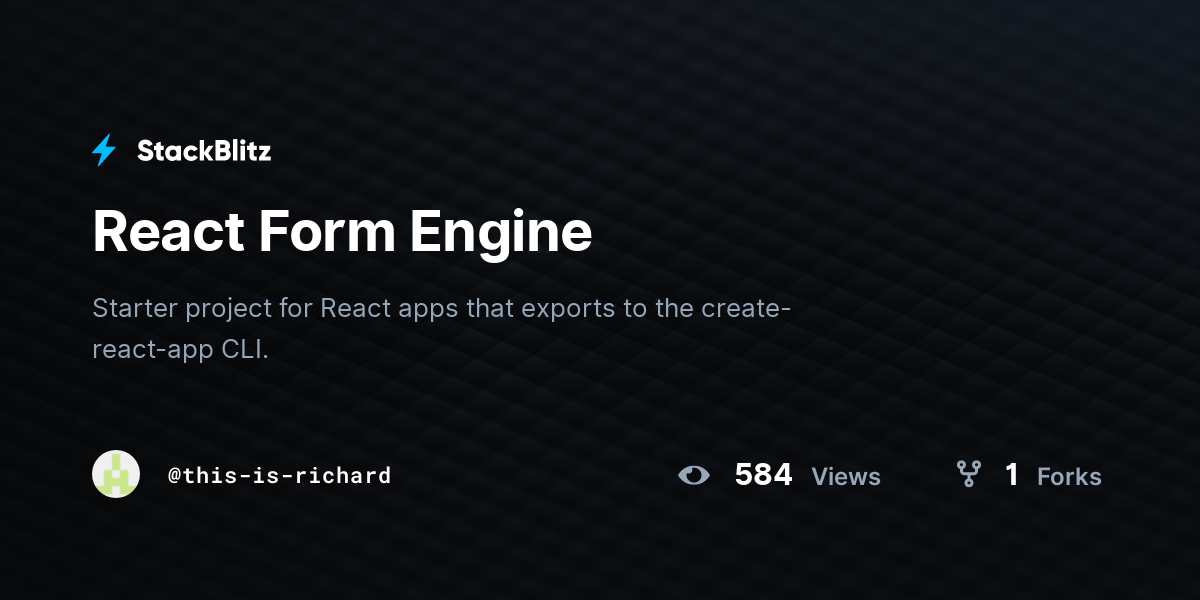 React Form Engine - StackBlitz