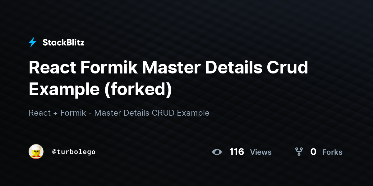 React Formik Master Details Crud Example (forked) - StackBlitz