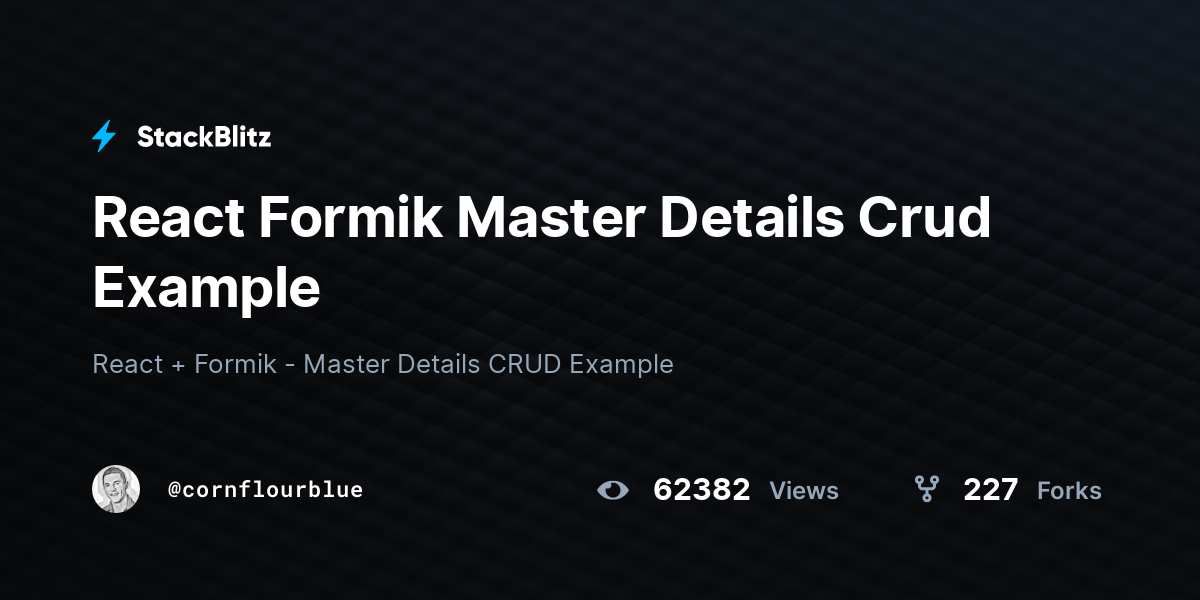React Formik Master Details Crud Example - StackBlitz