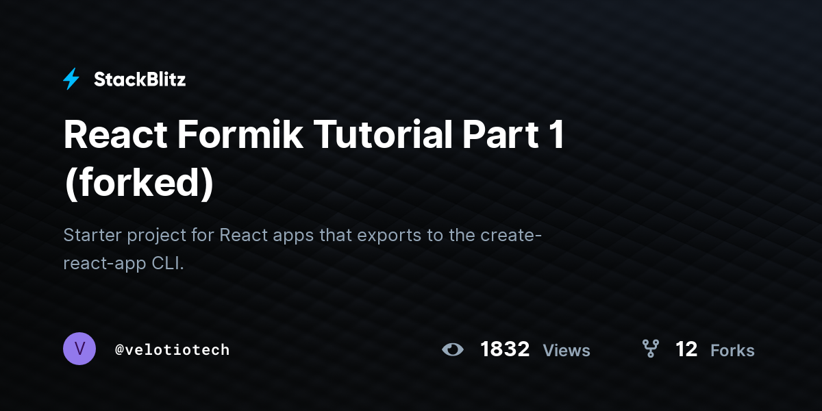 React Formik Tutorial Part 1 (forked) - StackBlitz