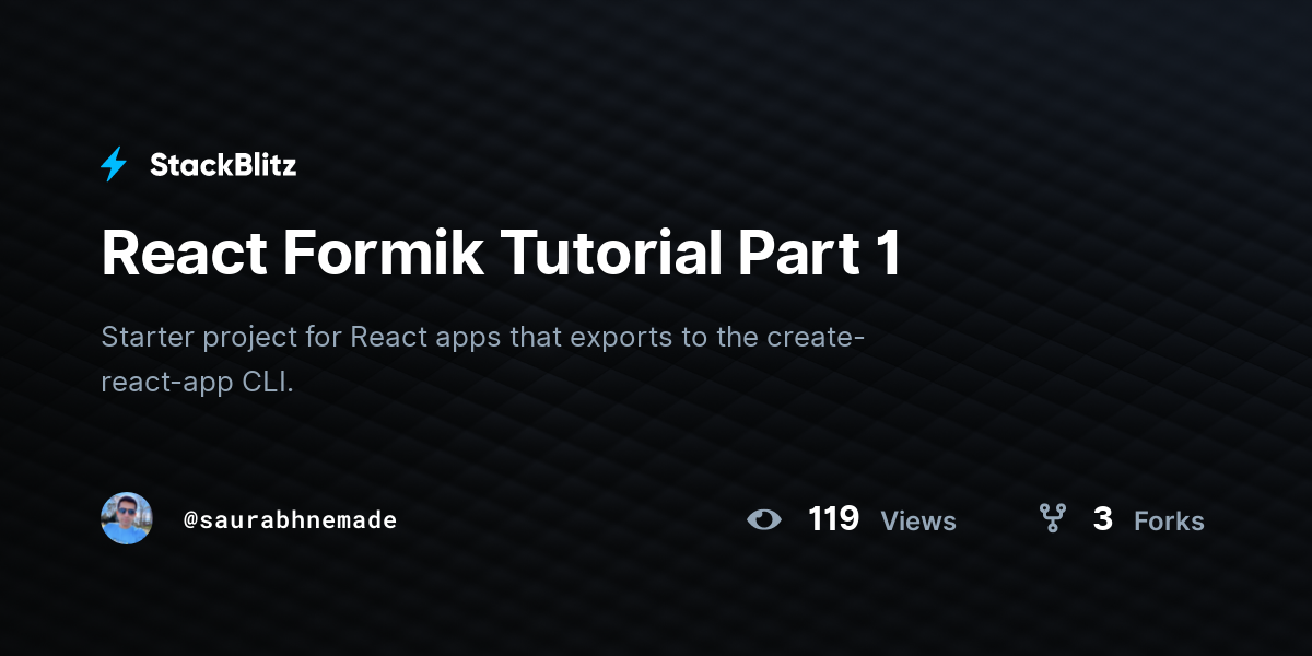 React Formik Tutorial Part 1 - StackBlitz