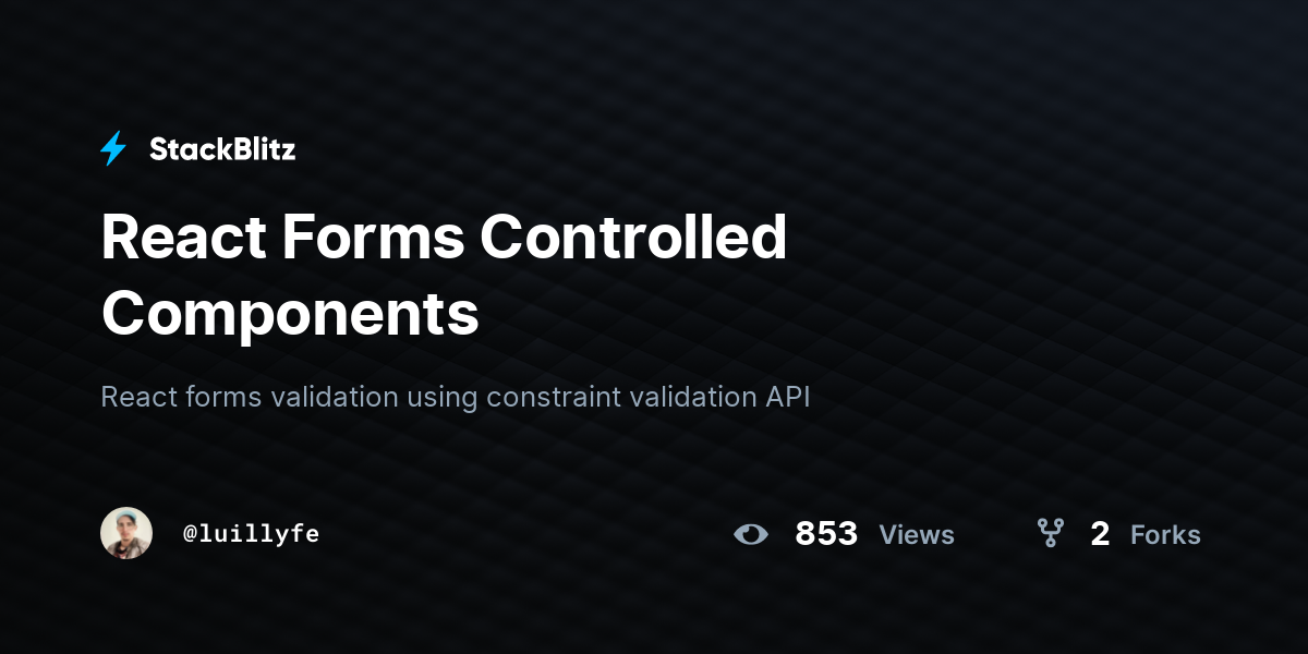 React Forms Controlled Components - StackBlitz