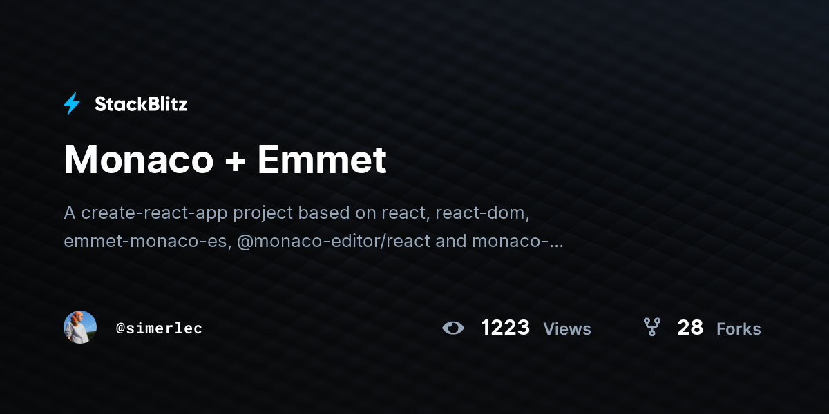 Monaco + Emmet - StackBlitz