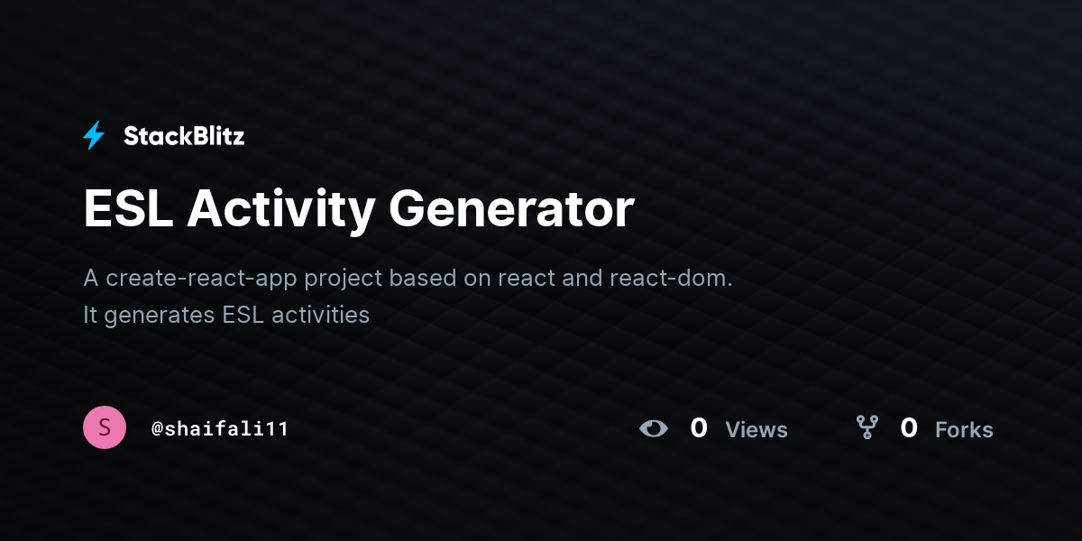 ESL Activity Generator - StackBlitz