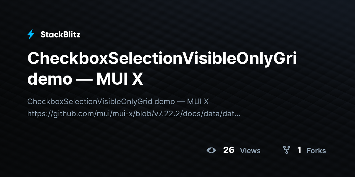 CheckboxSelectionVisibleOnlyGrid demo — MUI X - StackBlitz