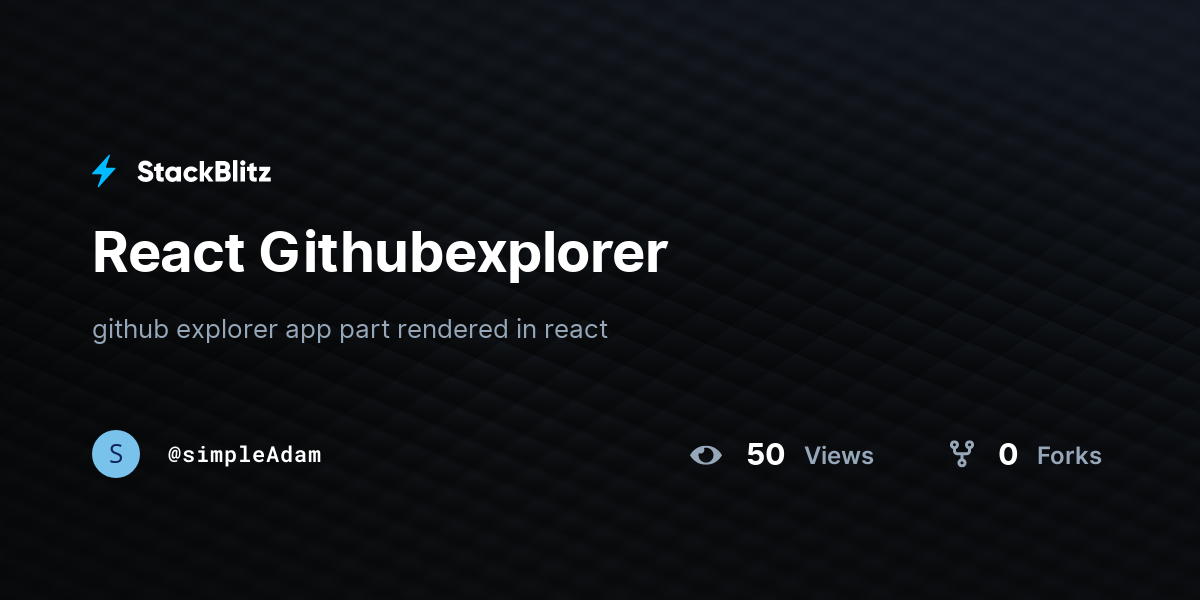 React Githubexplorer - StackBlitz