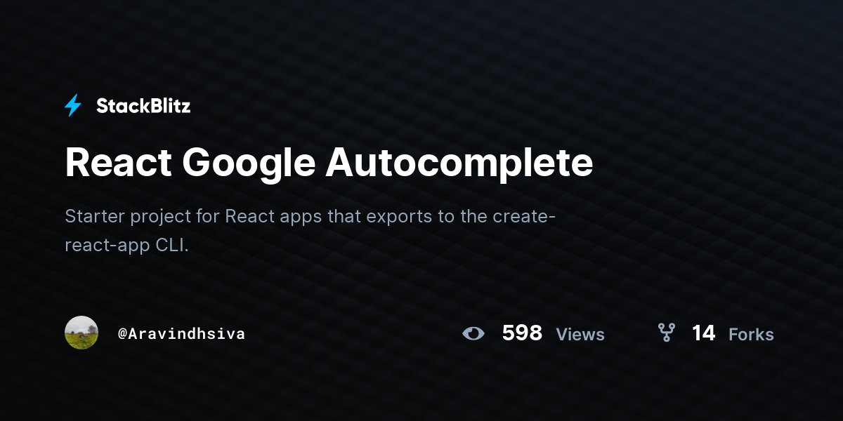 React Google Autocomplete - StackBlitz