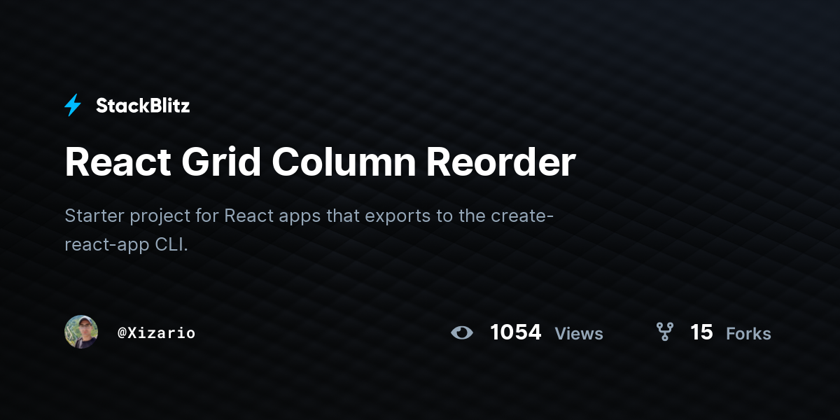React Grid Column Reorder - StackBlitz