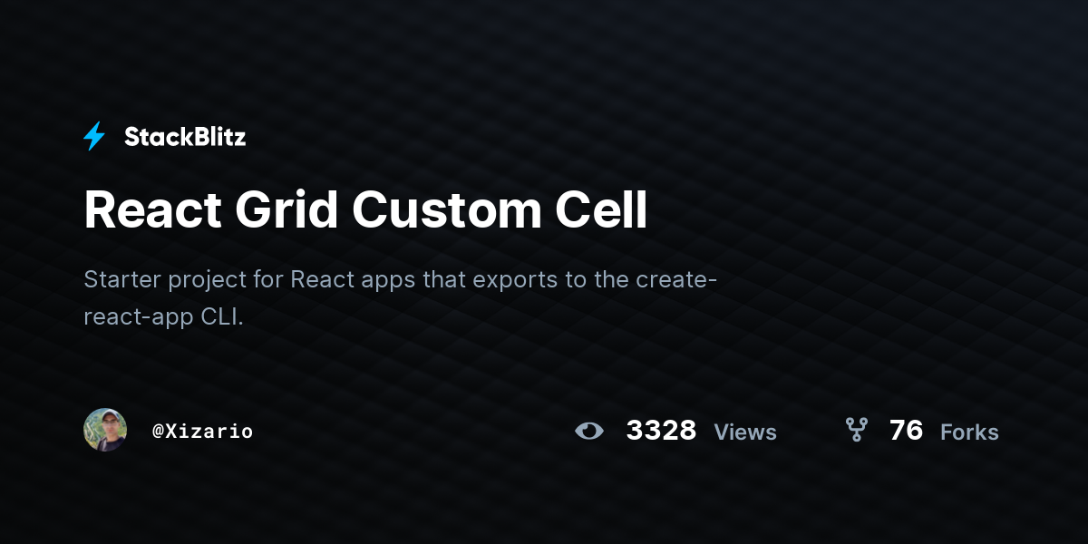 React Grid Custom Cell - StackBlitz