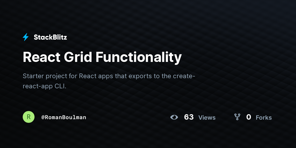 React Grid Functionality - StackBlitz