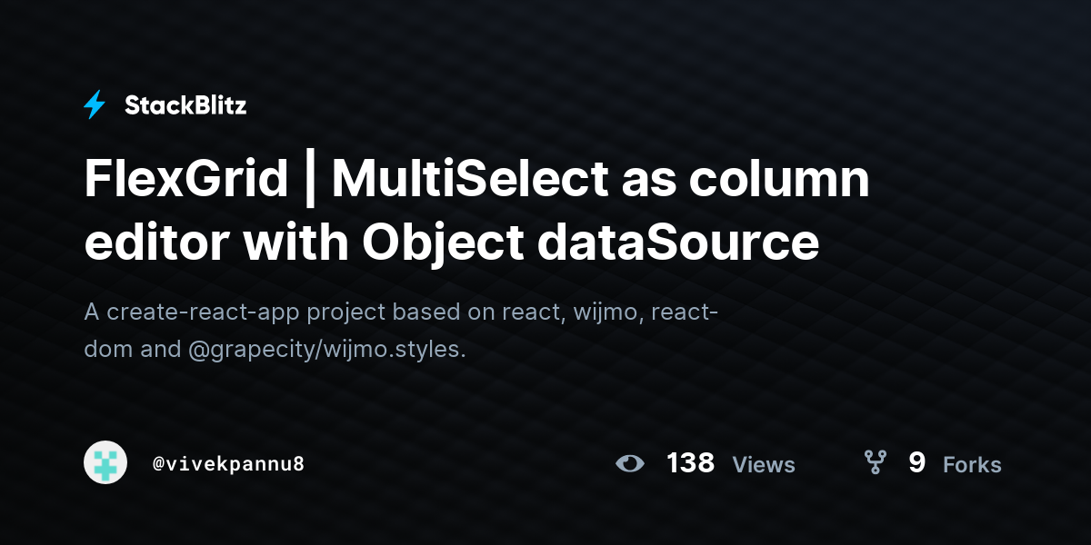 FlexGrid | MultiSelect as column editor with Object dataSource - StackBlitz