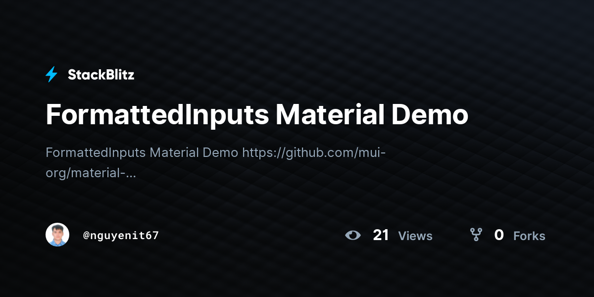 FormattedInputs Material Demo - StackBlitz