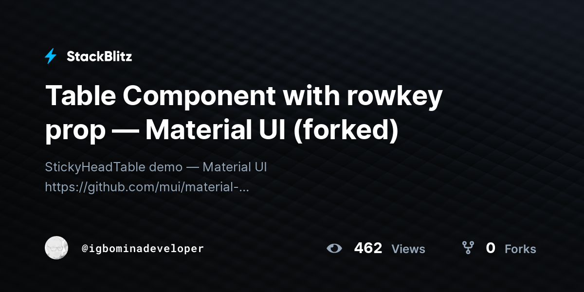 Table Component with rowkey prop — Material UI (forked) - StackBlitz