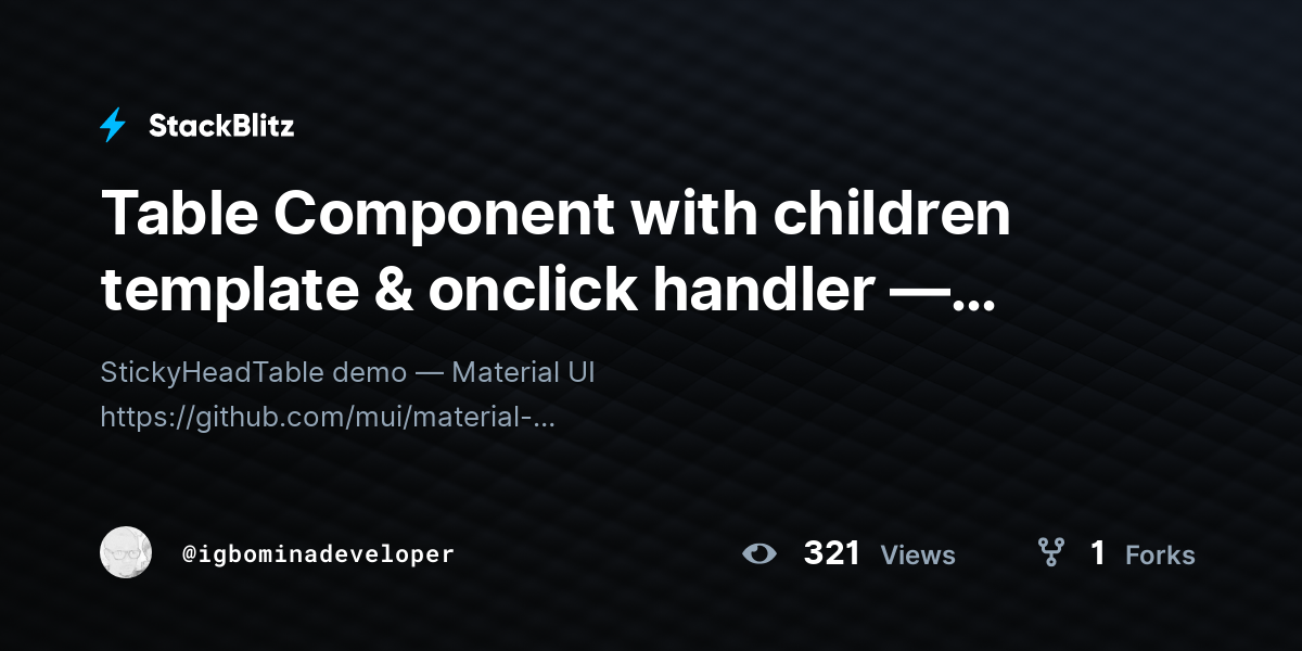 Table Component with children template & onclick handler — Material UI ...