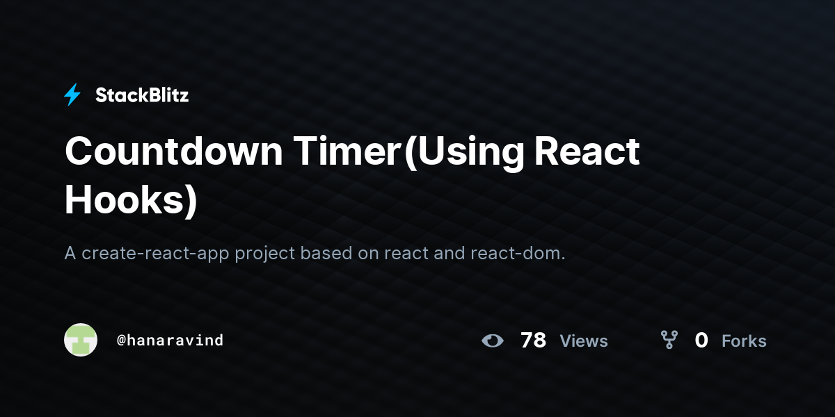 Countdown Timer(Using React Hooks) StackBlitz