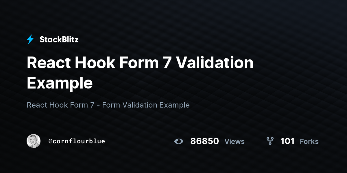 React Hook Form 7 Validation Example - StackBlitz